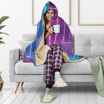 Pink And Teal Tunnel Lights Print Hooded Blanket