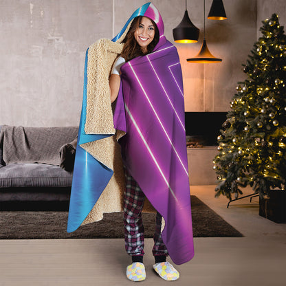 Pink And Teal Tunnel Lights Print Hooded Blanket