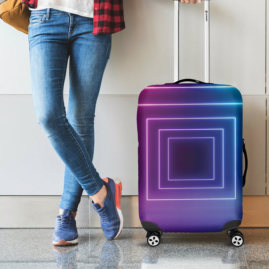 Pink And Teal Tunnel Lights Print Luggage Cover