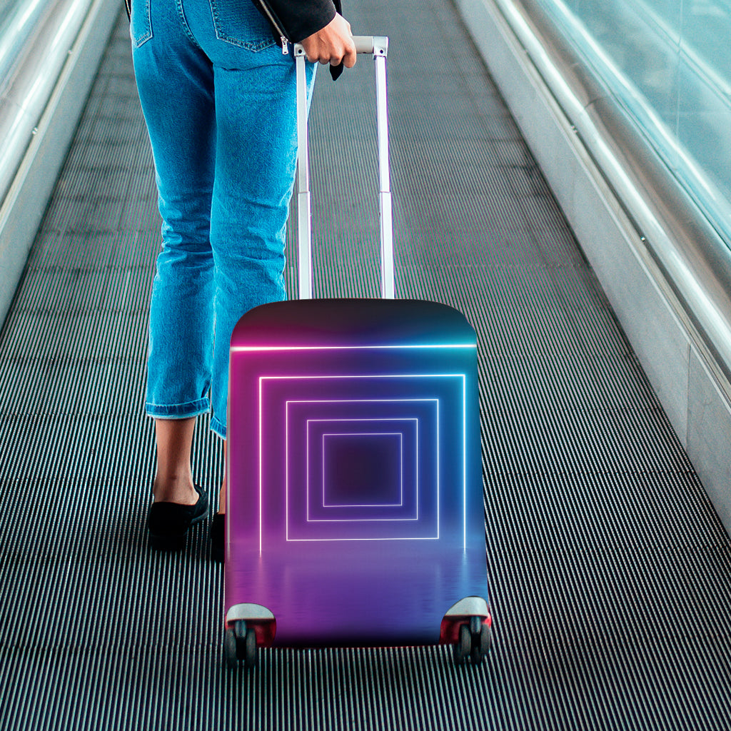 Pink And Teal Tunnel Lights Print Luggage Cover