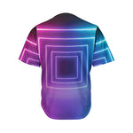 Pink And Teal Tunnel Lights Print Men's Baseball Jersey