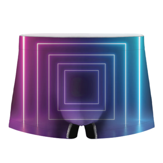 Pink And Teal Tunnel Lights Print Men's Boxer Briefs