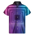 Pink And Teal Tunnel Lights Print Men's Short Sleeve Shirt