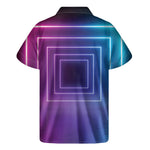 Pink And Teal Tunnel Lights Print Men's Short Sleeve Shirt