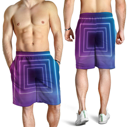 Pink And Teal Tunnel Lights Print Men's Shorts