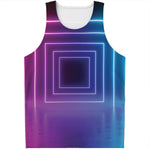 Pink And Teal Tunnel Lights Print Men's Tank Top