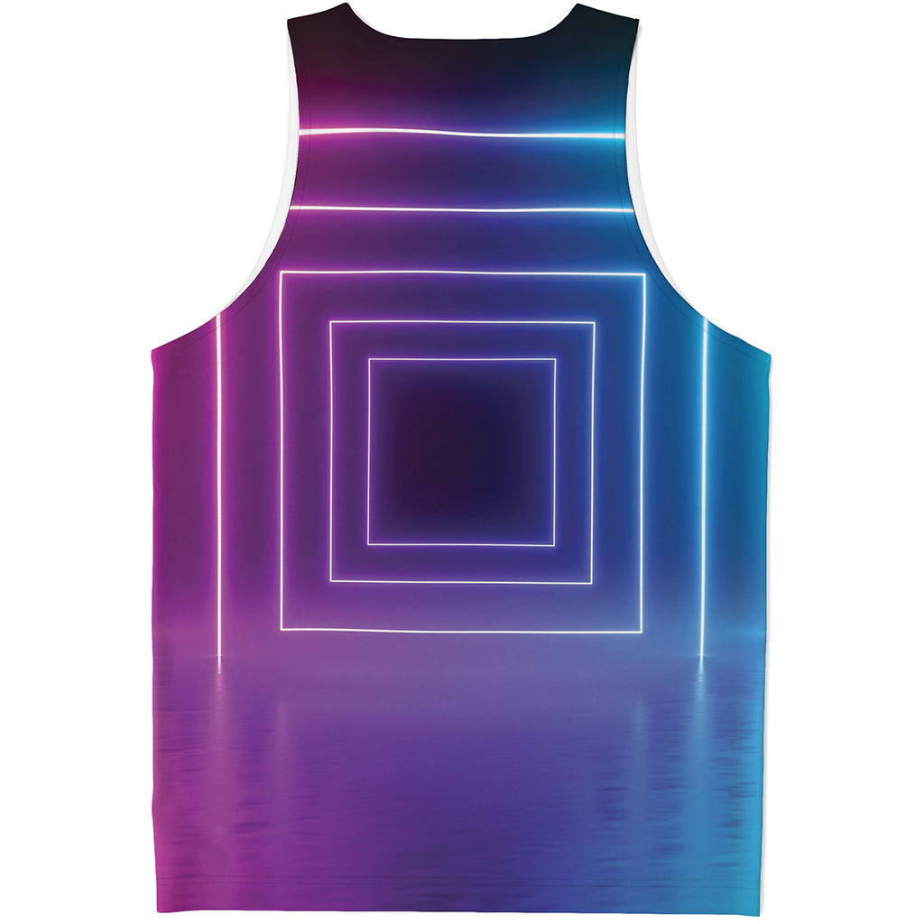 Pink And Teal Tunnel Lights Print Men's Tank Top