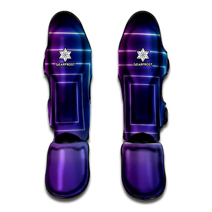 Pink And Teal Tunnel Lights Print Muay Thai Shin Guard