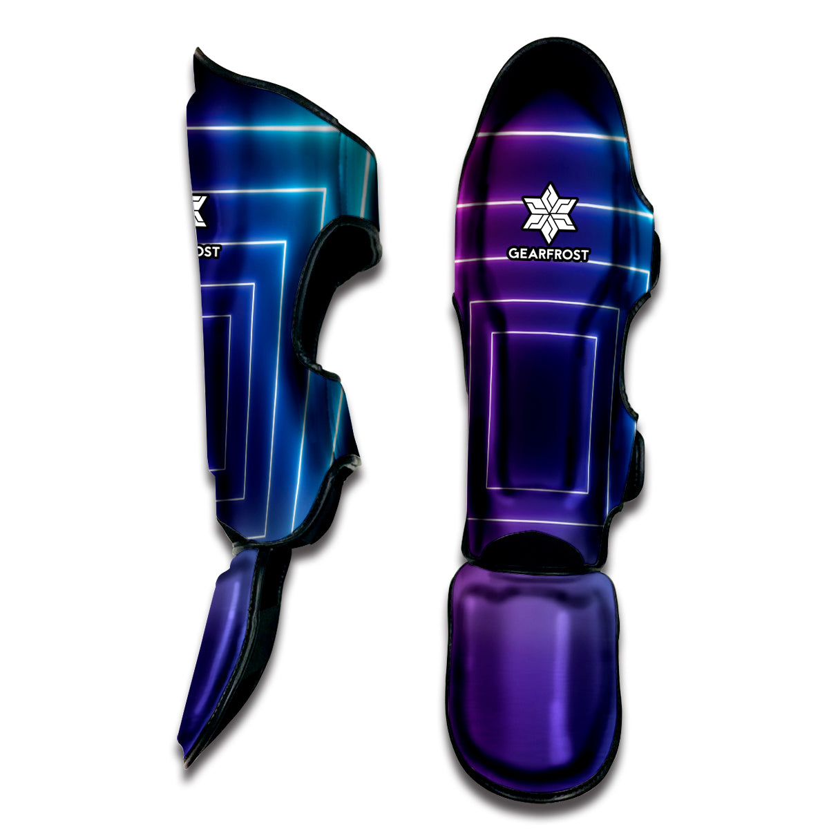 Pink And Teal Tunnel Lights Print Muay Thai Shin Guard