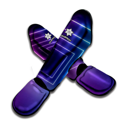 Pink And Teal Tunnel Lights Print Muay Thai Shin Guard