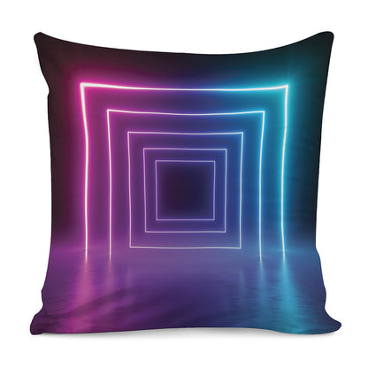 Pink And Teal Tunnel Lights Print Pillow Cover