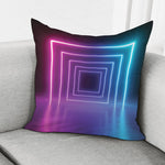 Pink And Teal Tunnel Lights Print Pillow Cover