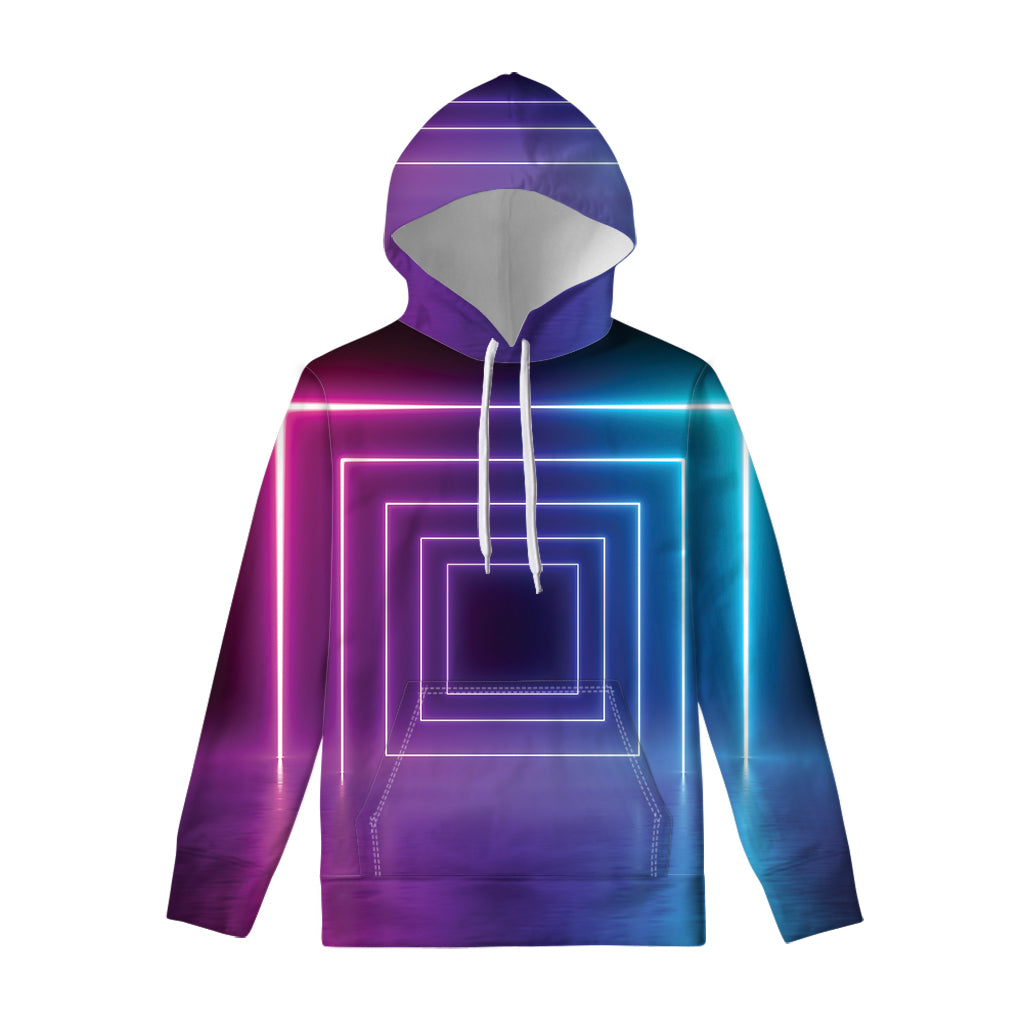 Pink And Teal Tunnel Lights Print Pullover Hoodie