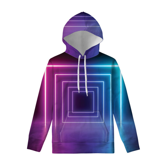 Pink And Teal Tunnel Lights Print Pullover Hoodie