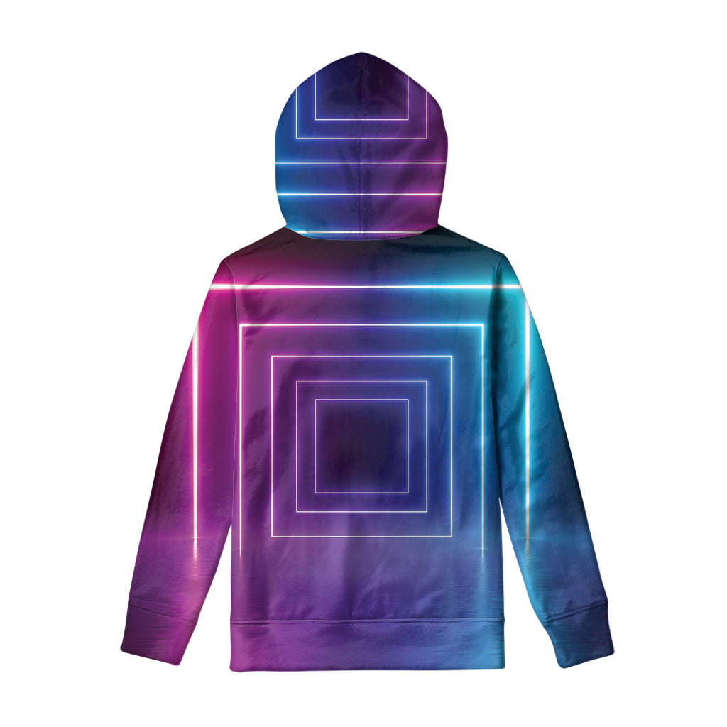 Pink And Teal Tunnel Lights Print Pullover Hoodie