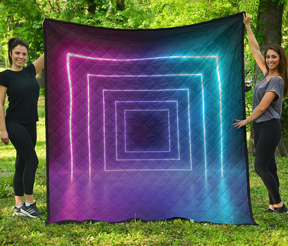 Pink And Teal Tunnel Lights Print Quilt