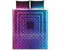 Pink And Teal Tunnel Lights Print Quilt Bed Set
