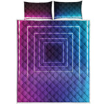 Pink And Teal Tunnel Lights Print Quilt Bed Set