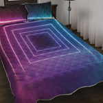 Pink And Teal Tunnel Lights Print Quilt Bed Set