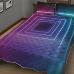 Pink And Teal Tunnel Lights Print Quilt Bed Set