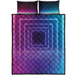 Pink And Teal Tunnel Lights Print Quilt Bed Set