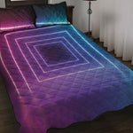 Pink And Teal Tunnel Lights Print Quilt Bed Set