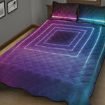 Pink And Teal Tunnel Lights Print Quilt Bed Set