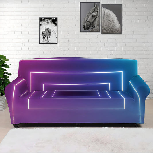 Pink And Teal Tunnel Lights Print Sofa Cover