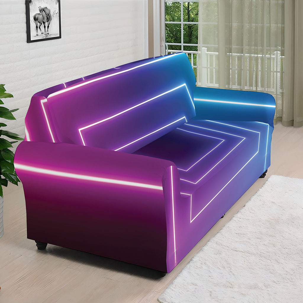 Pink And Teal Tunnel Lights Print Sofa Cover