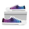 Pink And Teal Tunnel Lights Print White Low Top Sneakers
