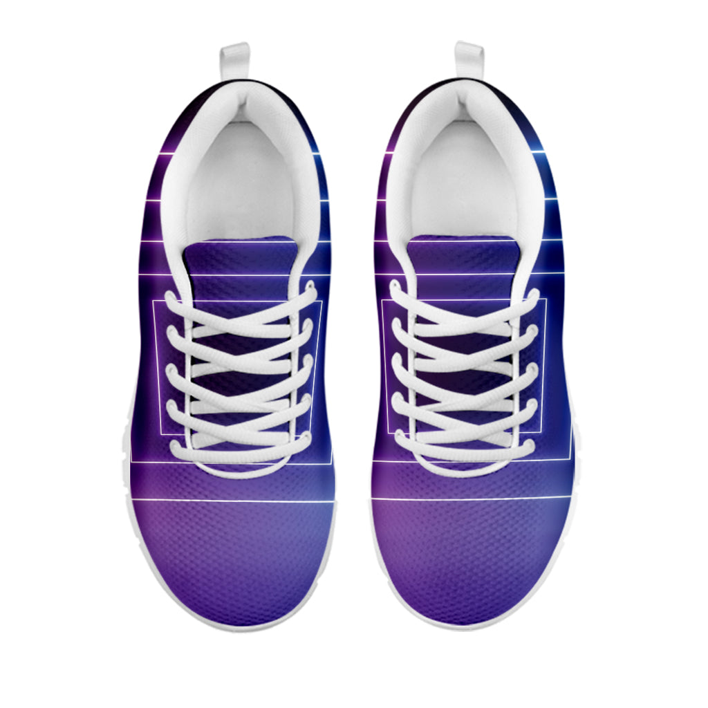 Pink And Teal Tunnel Lights Print White Sneakers