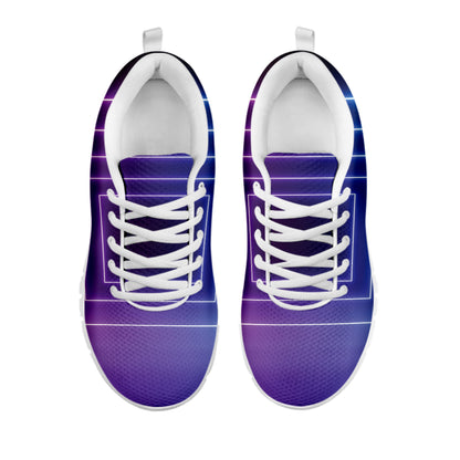 Pink And Teal Tunnel Lights Print White Sneakers