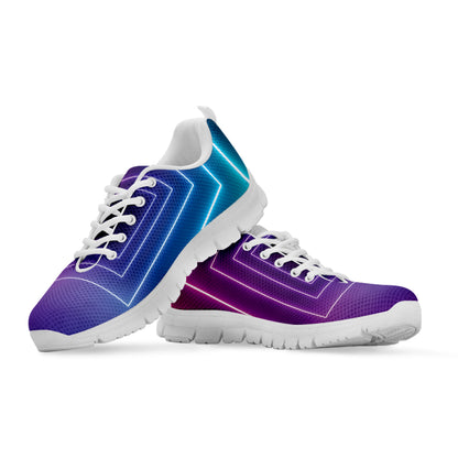 Pink And Teal Tunnel Lights Print White Sneakers