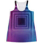 Pink And Teal Tunnel Lights Print Women's Racerback Tank Top