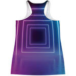 Pink And Teal Tunnel Lights Print Women's Racerback Tank Top