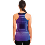 Pink And Teal Tunnel Lights Print Women's Racerback Tank Top
