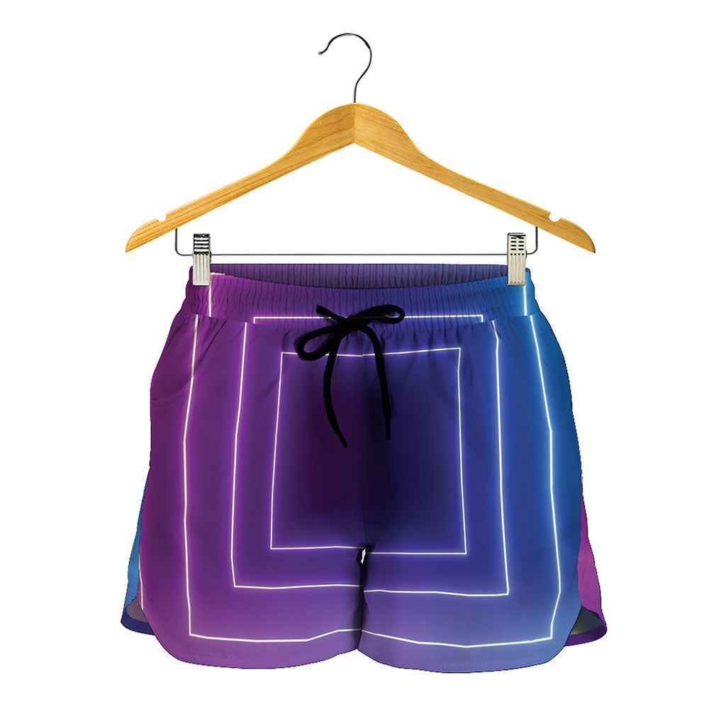 Pink And Teal Tunnel Lights Print Women's Shorts