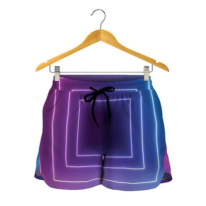 Pink And Teal Tunnel Lights Print Women's Shorts