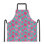 Pink And Teal Watercolor Heart Print Apron