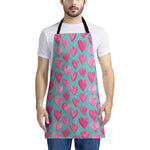 Pink And Teal Watercolor Heart Print Apron