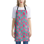 Pink And Teal Watercolor Heart Print Apron