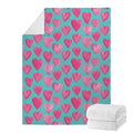 Pink And Teal Watercolor Heart Print Blanket
