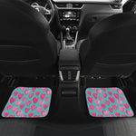 Pink And Teal Watercolor Heart Print Front and Back Car Floor Mats
