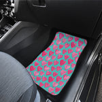 Pink And Teal Watercolor Heart Print Front and Back Car Floor Mats