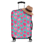 Pink And Teal Watercolor Heart Print Luggage Cover