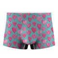 Pink And Teal Watercolor Heart Print Men's Boxer Briefs