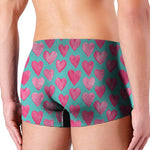 Pink And Teal Watercolor Heart Print Men's Boxer Briefs