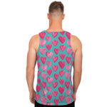 Pink And Teal Watercolor Heart Print Men's Tank Top