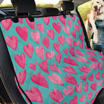 Pink And Teal Watercolor Heart Print Pet Car Back Seat Cover