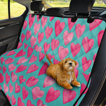 Pink And Teal Watercolor Heart Print Pet Car Back Seat Cover